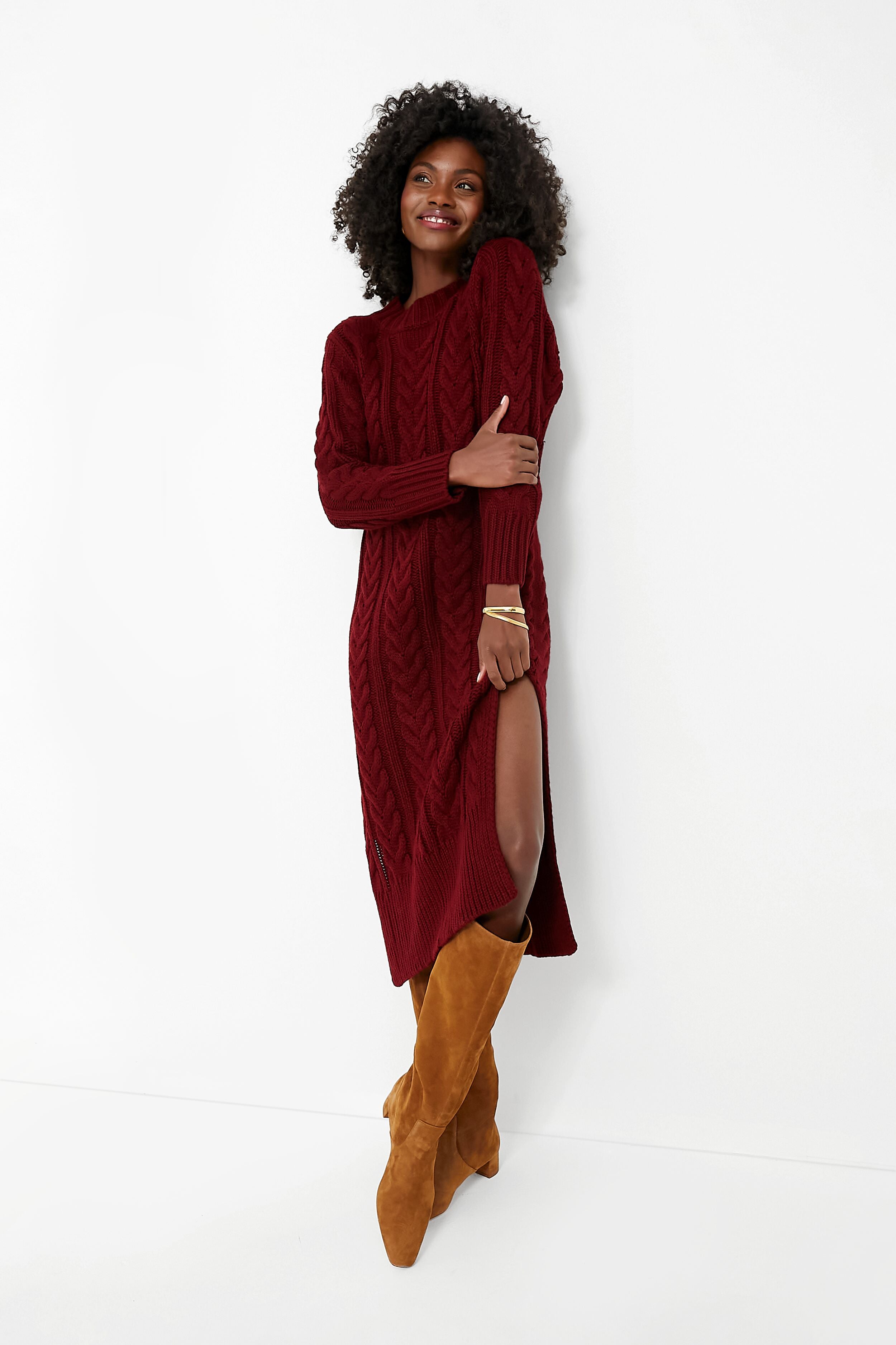 burgundy sweater dress